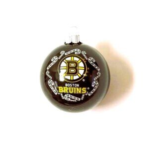 Boston Bruins Candy Cane Blown Glass Ball Ornament Collectible NHL New